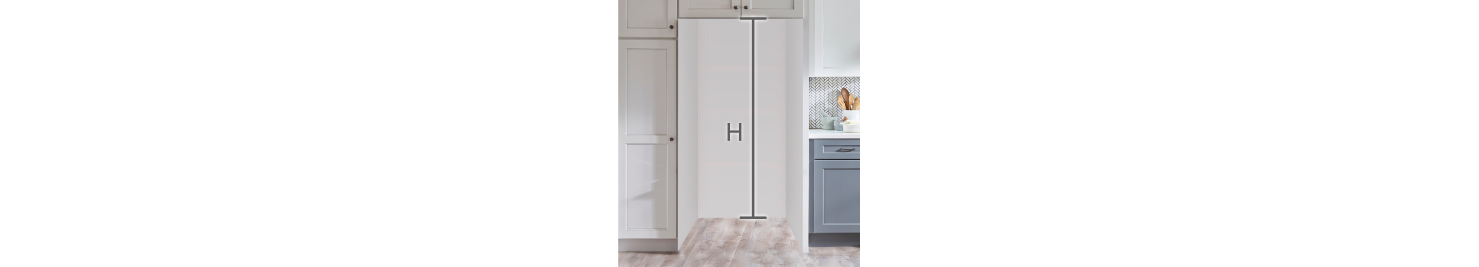 Cabinet opening with height measurement line
