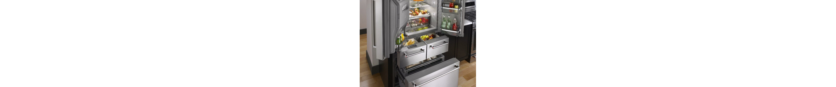 KitchenAid® 5-door refrigerator filled with food