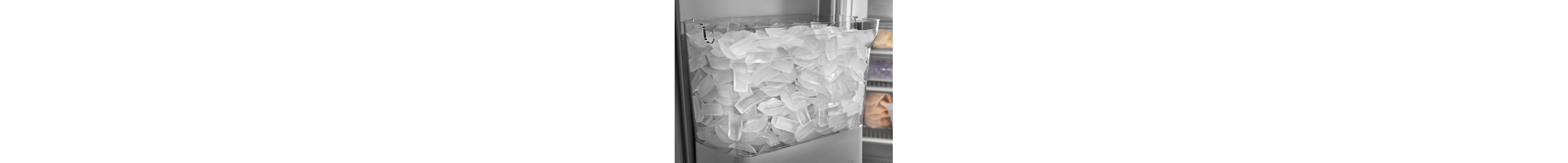 Built-in ice maker filled with ice