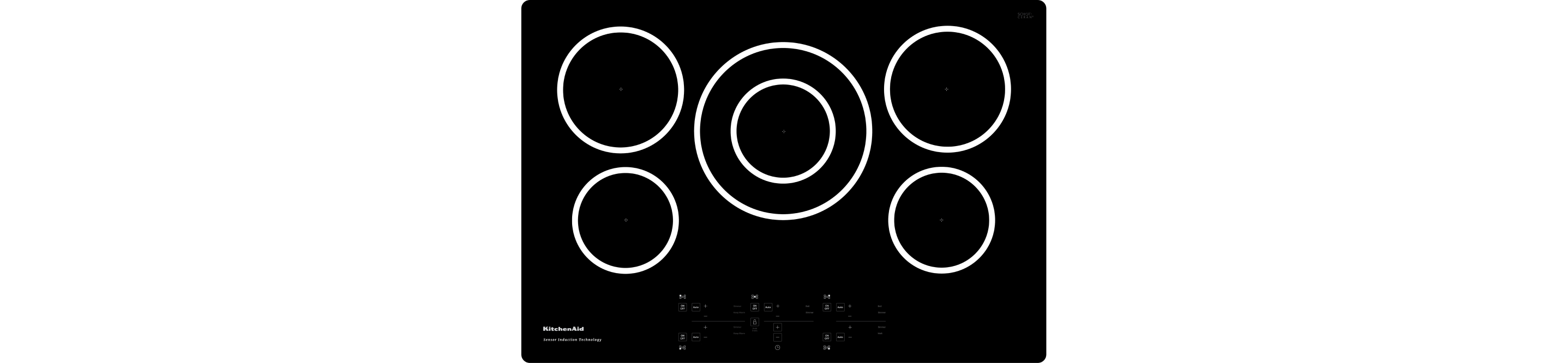 Burner map of 30-inch Sensor Induction Cooktop.