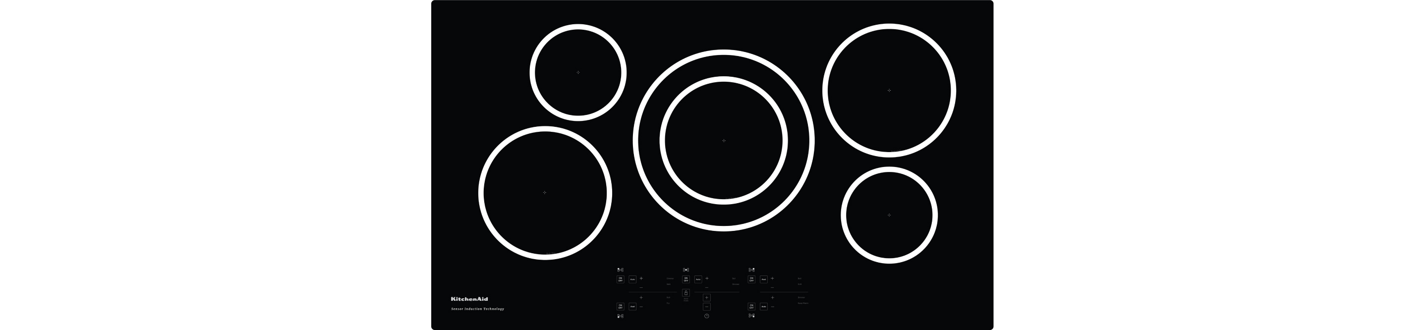 Burner map of a 36-inch Sensor Induction Cooktop.