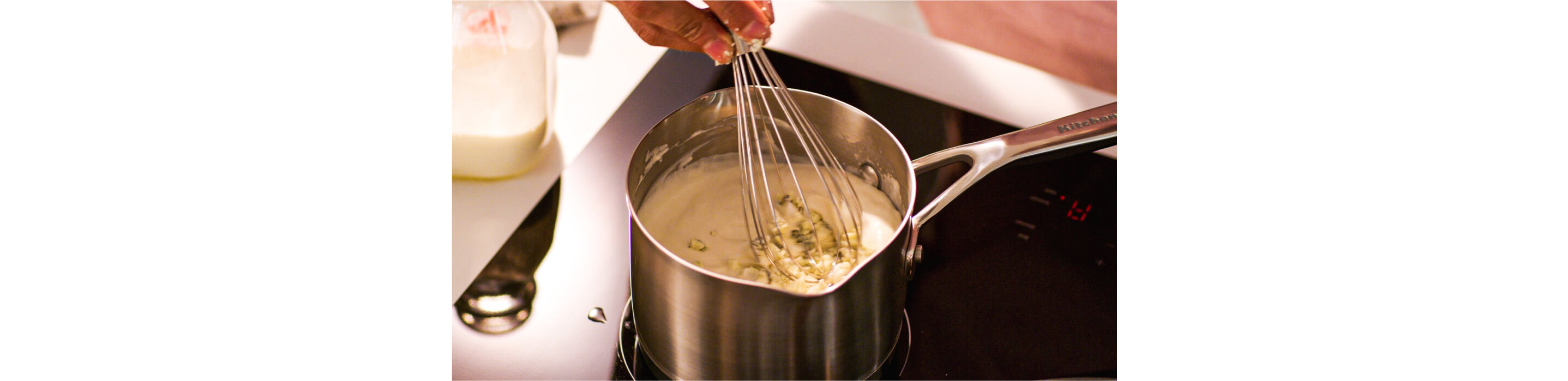 A pot on an induction cooktop.