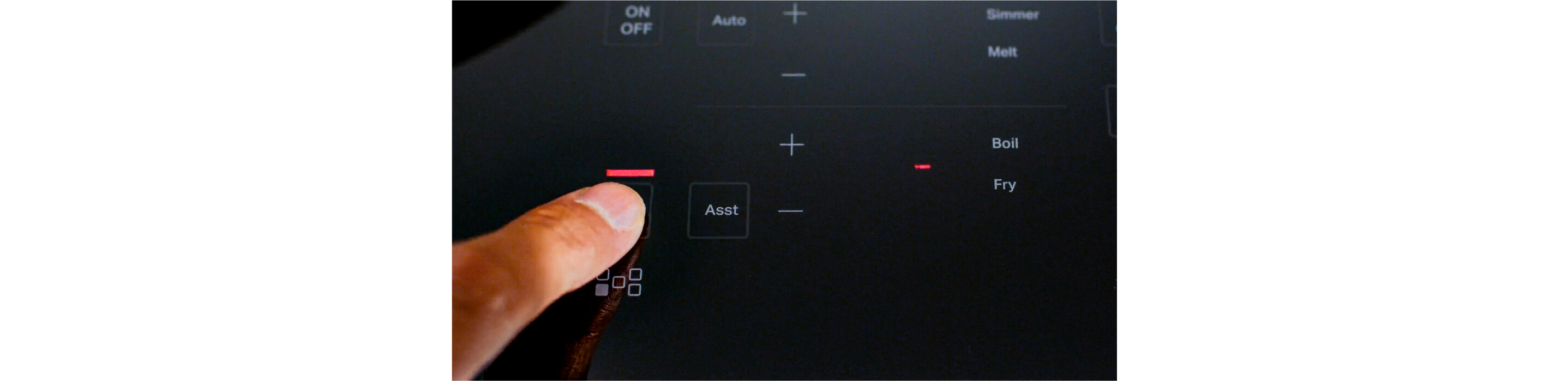 Induction cooktop controls.