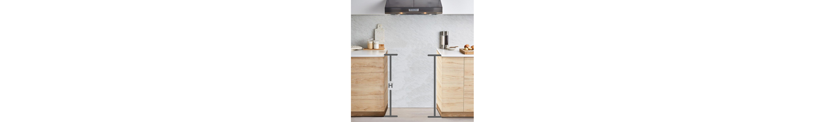 Black range with appliance height diagrammed