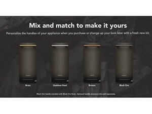A series of KitchenAid® trash compactors with different colored handles.