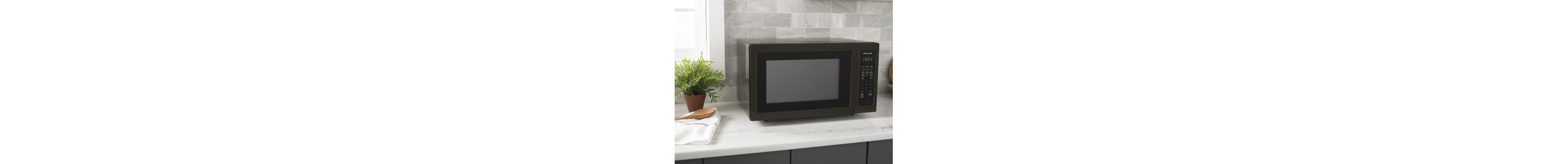A countertop KitchenAid® microwave with 1000-1200 watts.