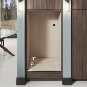 Cabinet opening with depth measurement line