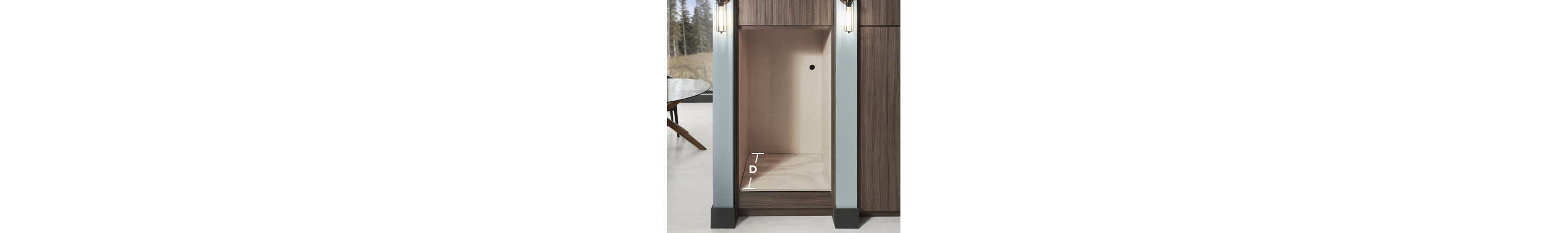 Cabinet opening with depth measurement line
