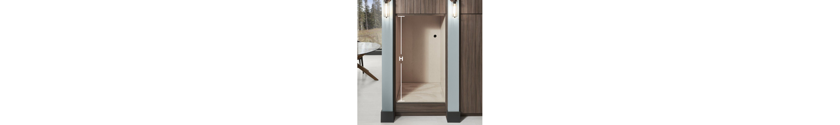 Cabinet opening with height measurement line