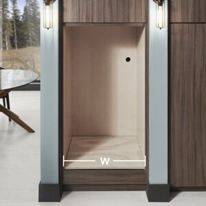 Cabinet opening with a width measurement line