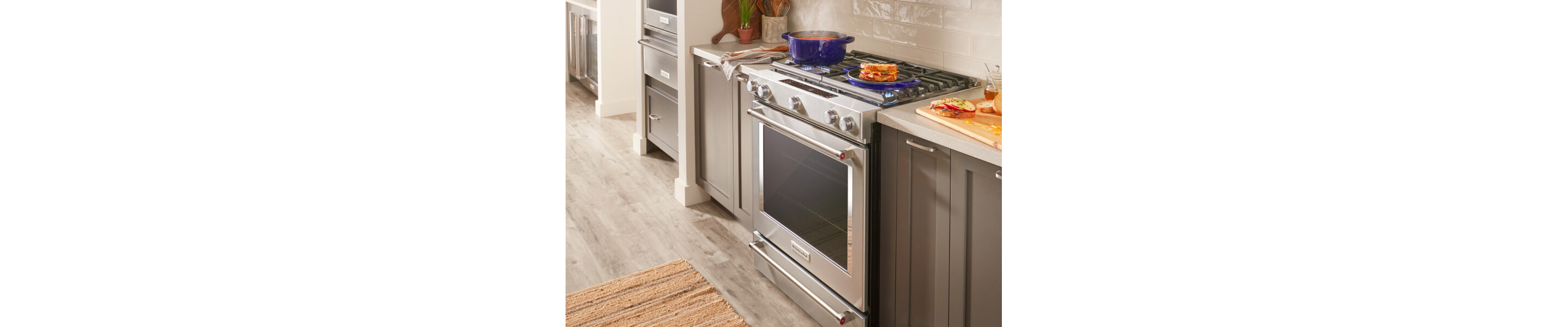 Stainless steel KitchenAid® Slide-In Gas Range