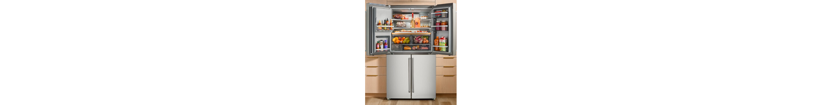 4-door refrigerator with top two doors open
