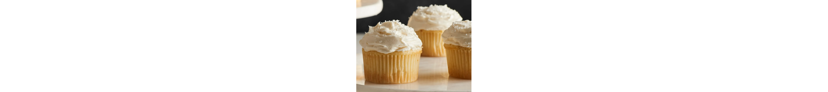 Buttercream frosting spread on a cupcake