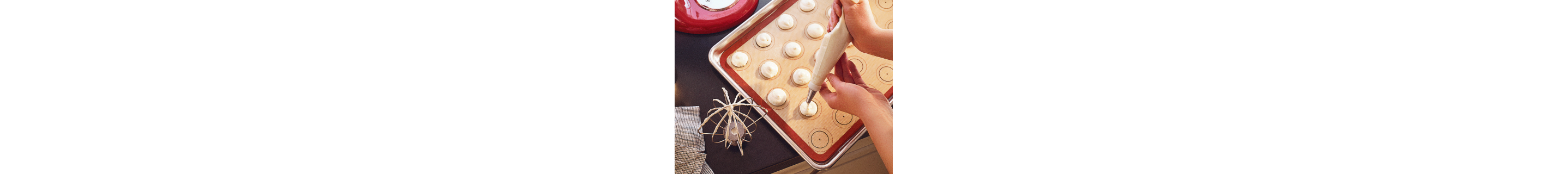 German buttercream piped onto a baking sheet