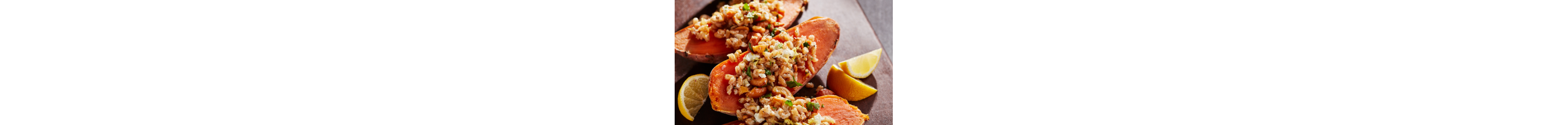 Steamed Sweet Potatoes Stuffed With Farro.