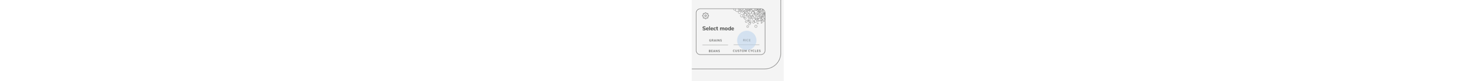 An infographic depicting the select mode screen on the grain and rice cooker.