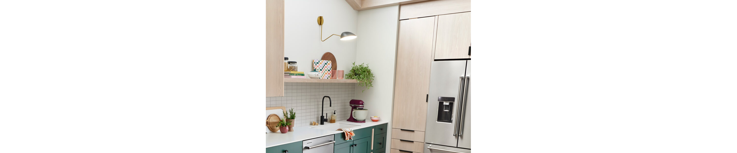 Lighting over a sink in a kitchen