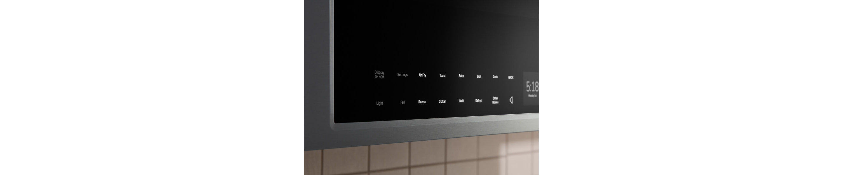 Close-up of the touch controls on a KitchenAid® over-the-range microwave