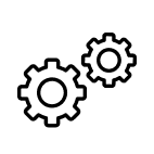 Gear icons. 