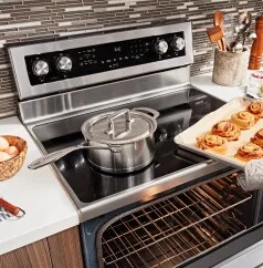 KitchenAid range with oven open