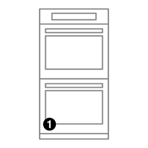 A wall oven with numbers indicating model number placement