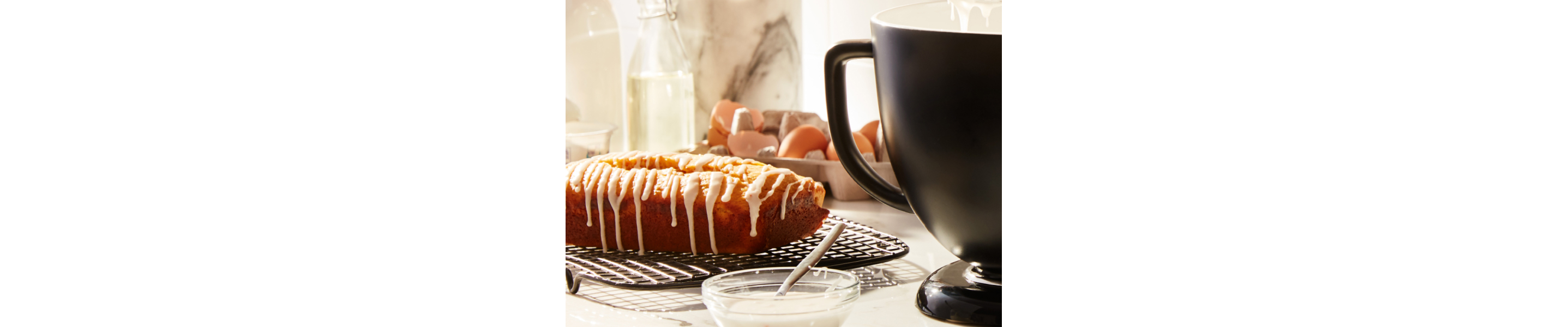 Sweet loaf drizzled with glaze