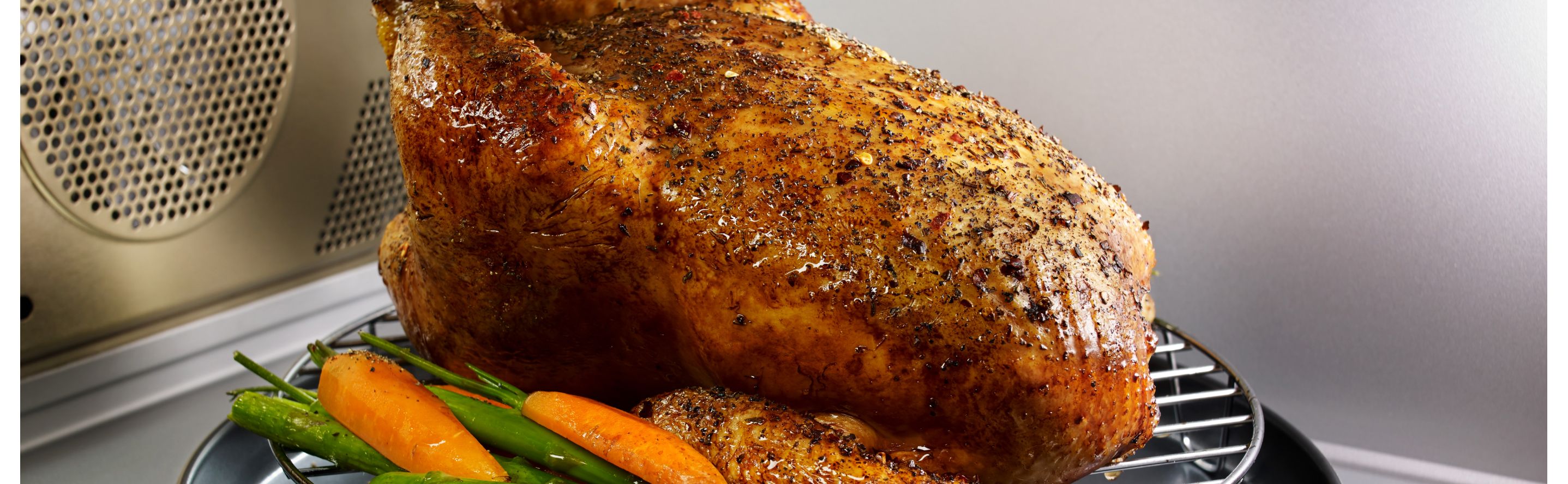 Chicken and vegetables on a rack