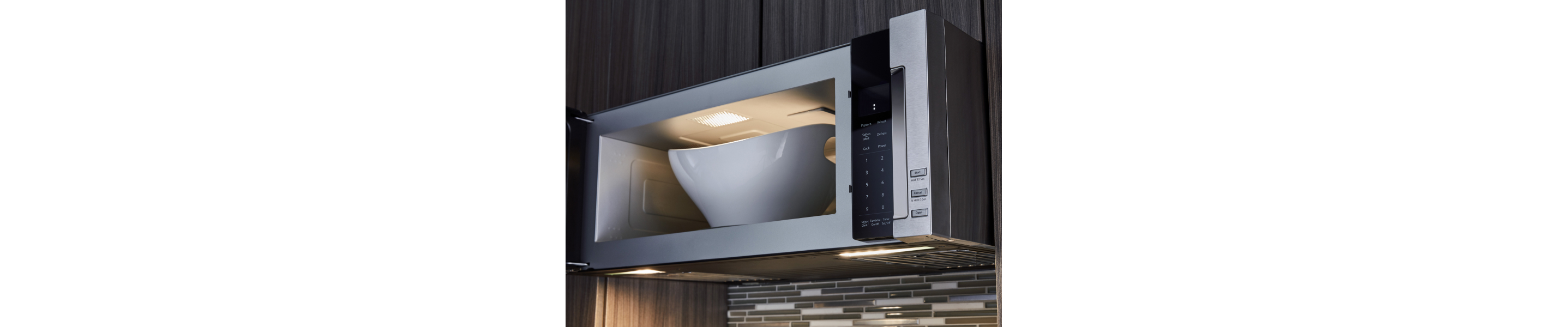 White bowl in a KitchenAid® microwave