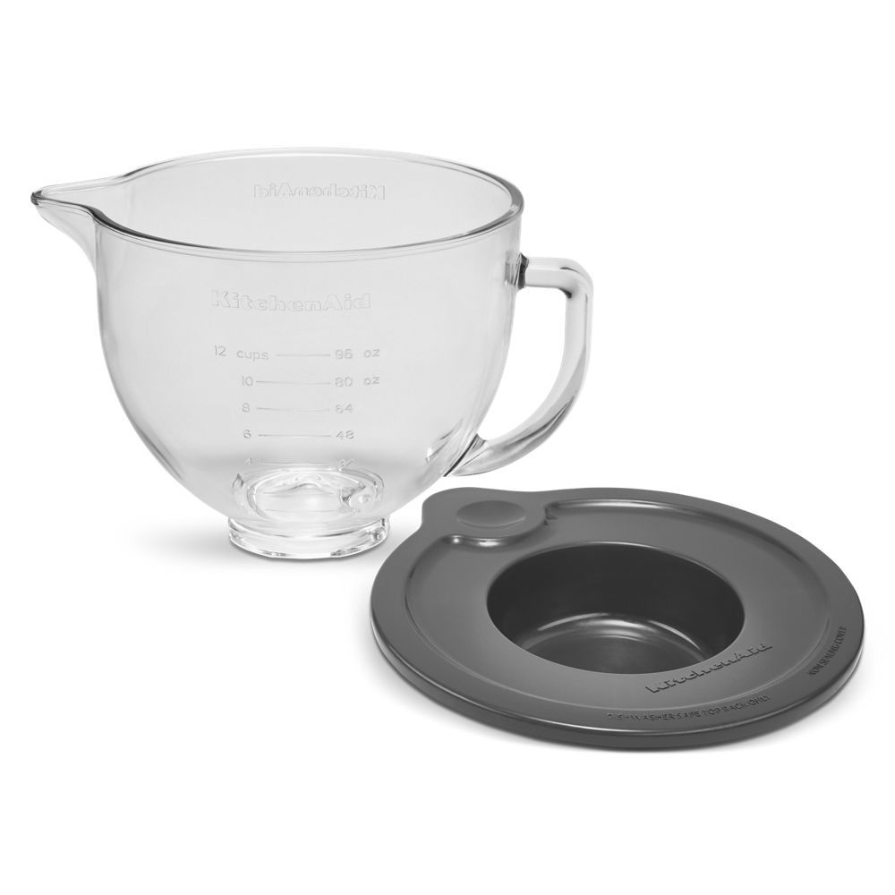 5 Quart Tilt-Head Glass Bowl with Measurement Markings & Lid