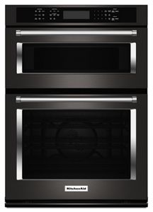 30" Combination Wall Oven with Even-Heat™ True Convection (Lower Oven) Black Stainless Steel with PrintShield™ Finish KOCE500EBS | KitchenAid