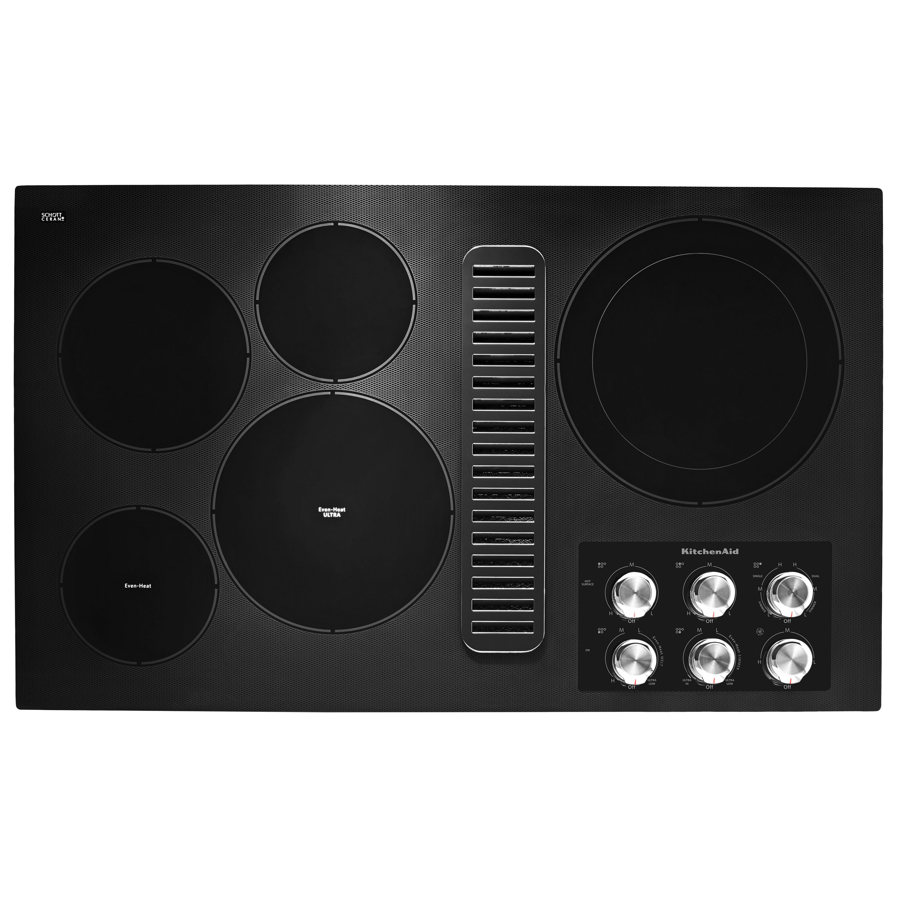 KitchenAid 36" Electric Downdraft Cooktop with 5 Elements Black KCED606GBL Picture 1