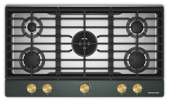 KitchenAid® 36 in. Gas Cooktop with 5 Burners and Integrated Wok