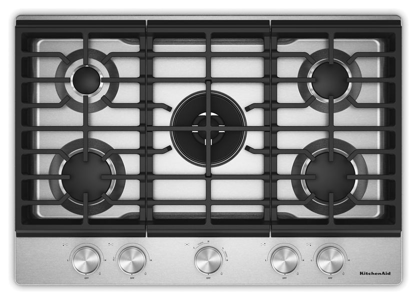 KitchenAid® 30 in. Gas Cooktop with 5 Burners and Integrated Wok