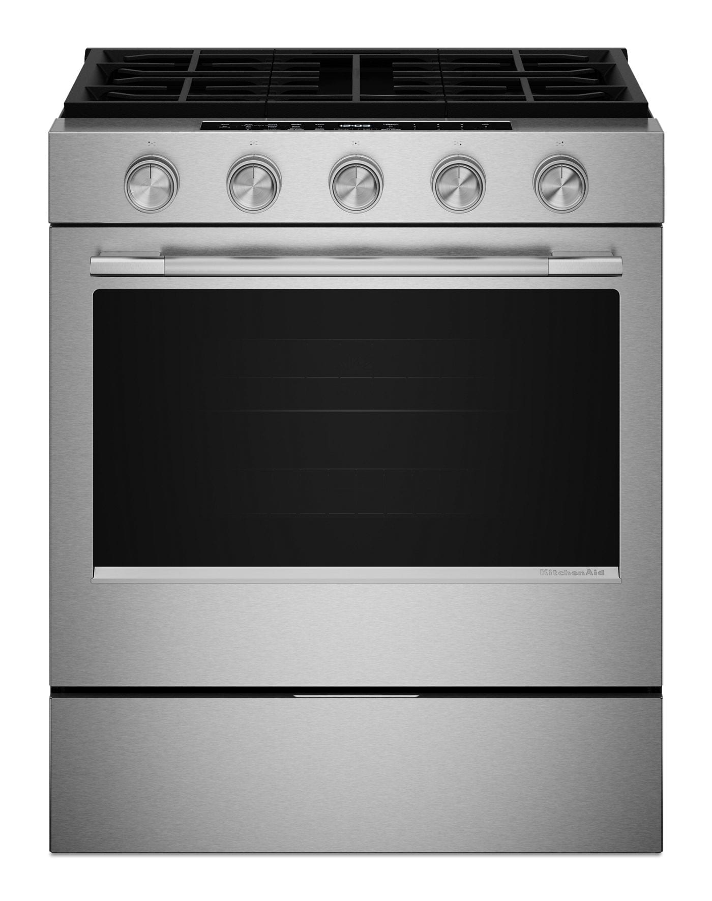 Estufa de gas Slide-In Smart de 30" y 5.0 pies cúbicos con modos de cocción por convección – Acero PrintShield