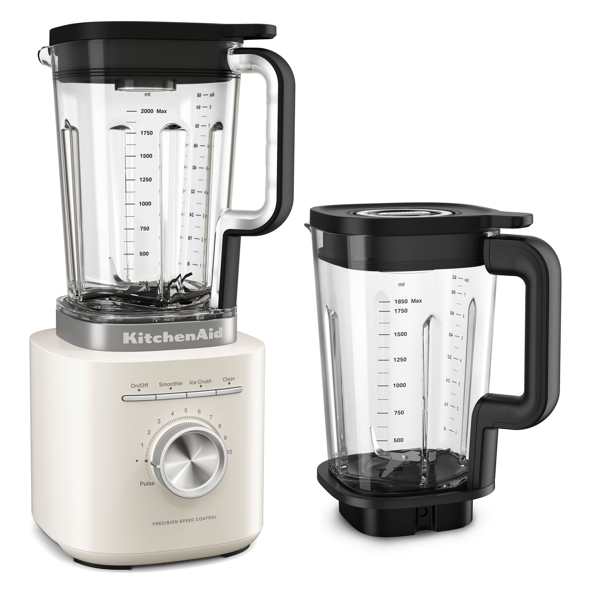 KitchenAid® Pure Power Blender with a 68oz plastic jar and a 62oz glass jar - Porcelain White