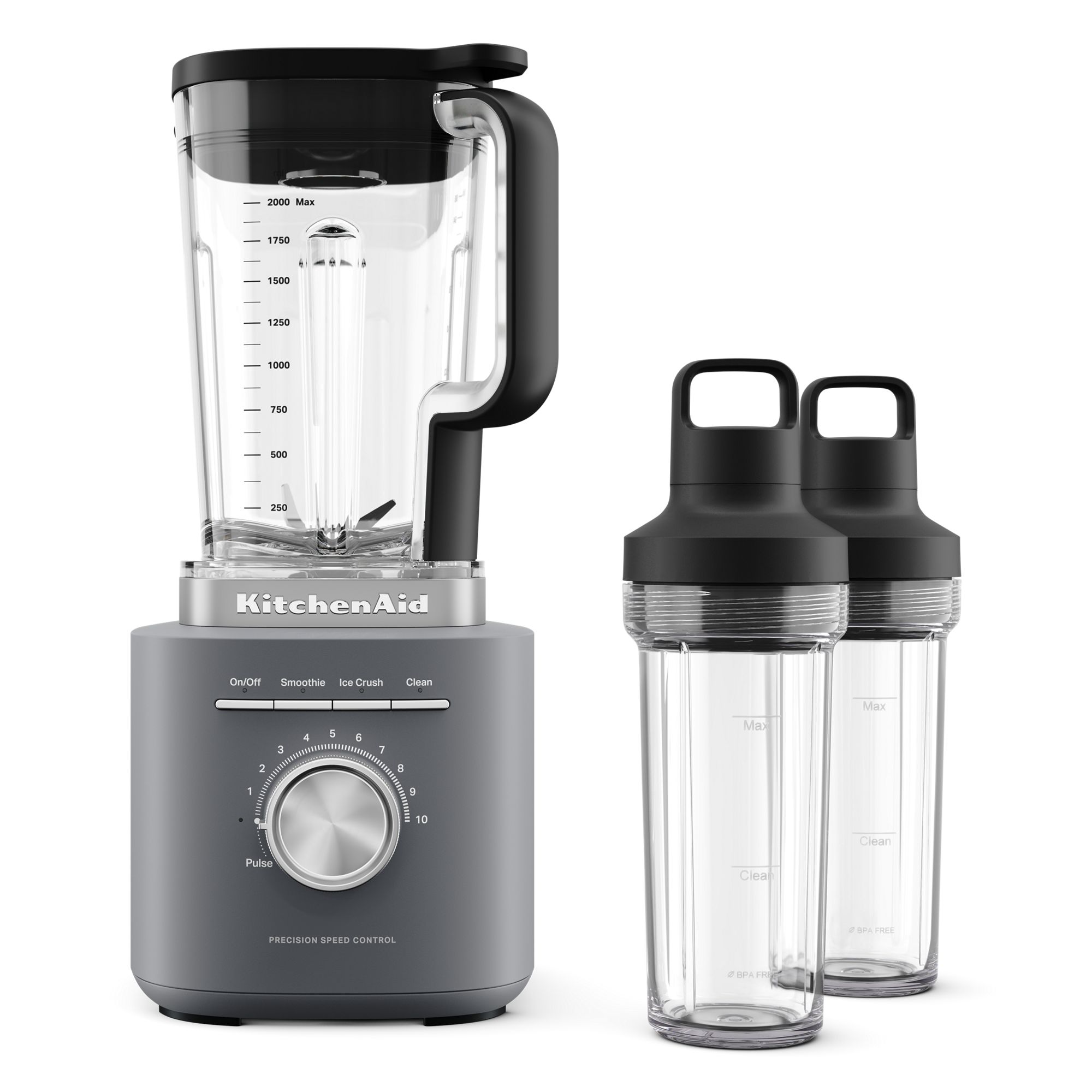 KitchenAid® Pure Power Blender with 2 Personal Blending Jars - Matte Charcoal Grey