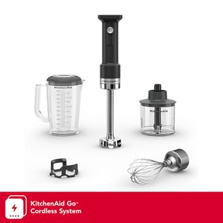 KitchenAid� Go� Cordless Hand Blender w/ Accessories - Battery Sold Separately in Black, KHBRV05BM