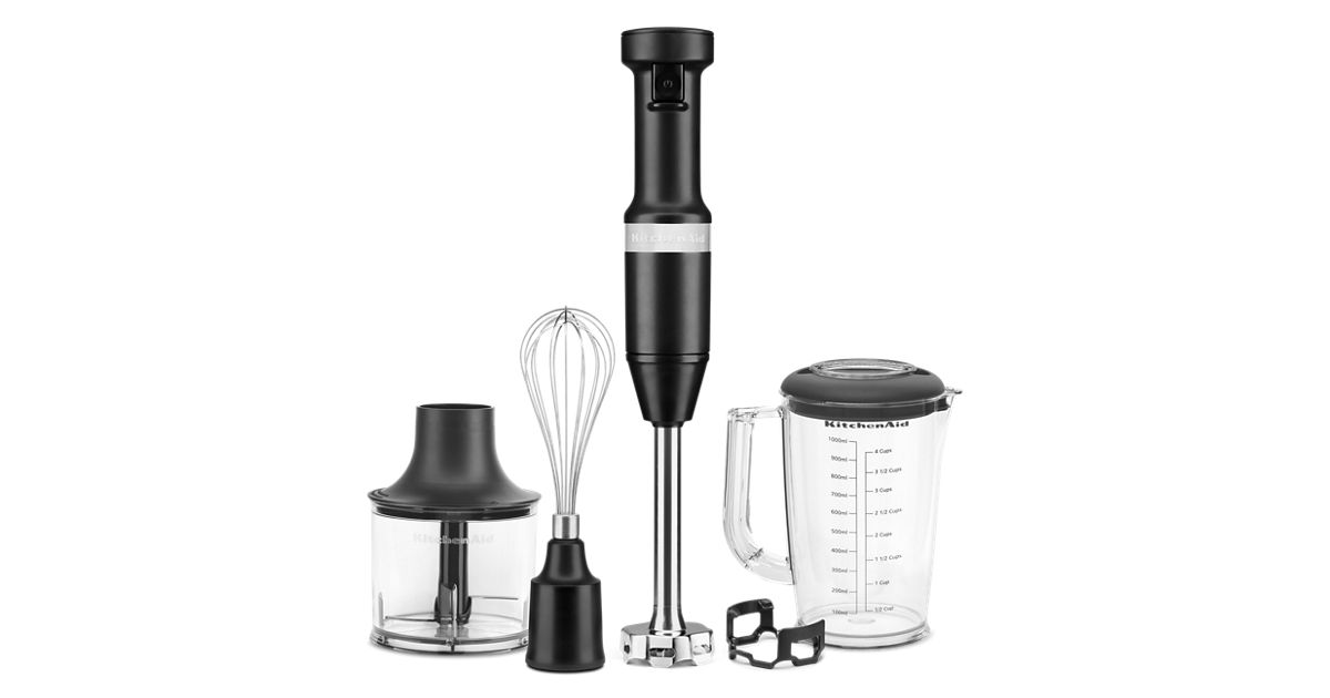 Variable Speed Corded Hand Blender with Accessories - Black Matte