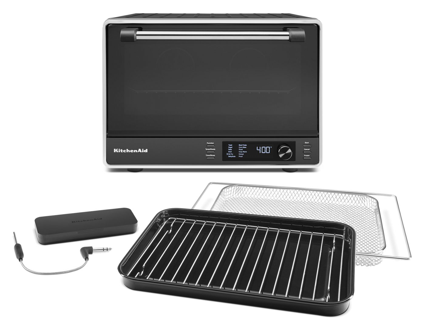 Horno de mostrador de doble convección con Air Fry y sonda de temperatura – Negro mate