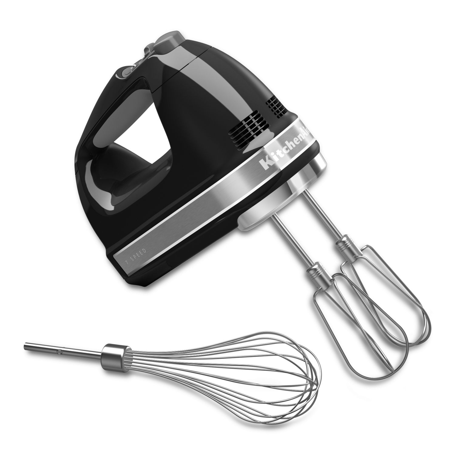KitchenAid KHM7210OB 7 Speed Hand Mixer w/ Turbo Beater Accessories & Pro Whisk, Onyx Black, 120 V