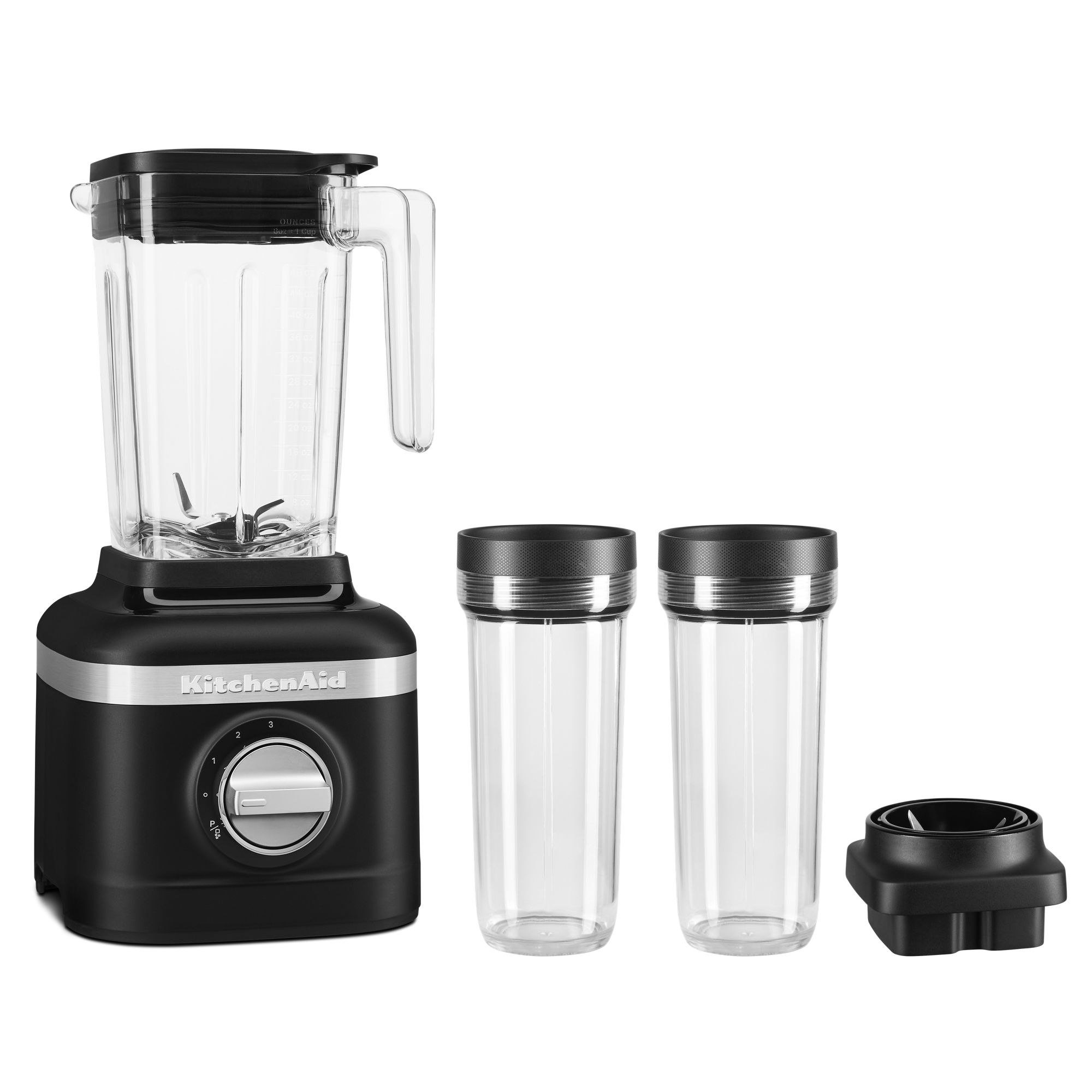 K150 3 Speed Ice Crushing Blender with 2 Personal Blender Jars - Black Matte