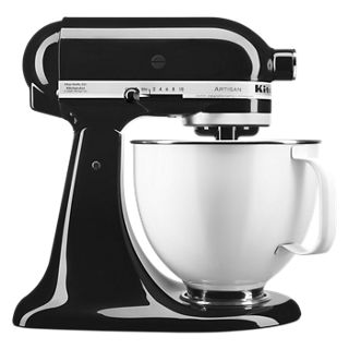 KitchenAid&reg; Artisan&reg; Series Tilt-Head Stand Mixer w/ 5 Quart White Colorfast Finish Stainless Steel Bowl in Black, KSM150WPOB