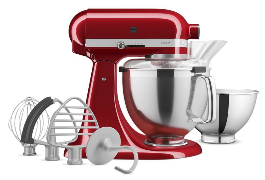 Artisan Series 5 Quart Tilt Head Stand Mixer with Premium Accessory Pack Candy Apple Red KSM195PSCA KitchenAid
