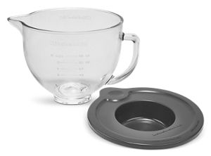 5 Quart Tilt-Head Glass Bowl with Measurement Markings Lid