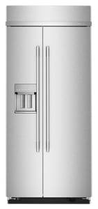 20.8 Cu. Ft. 36" Built-In Side-by-Side Refrigerator features Exterior Water and Ice Dispenser with Measured Fill