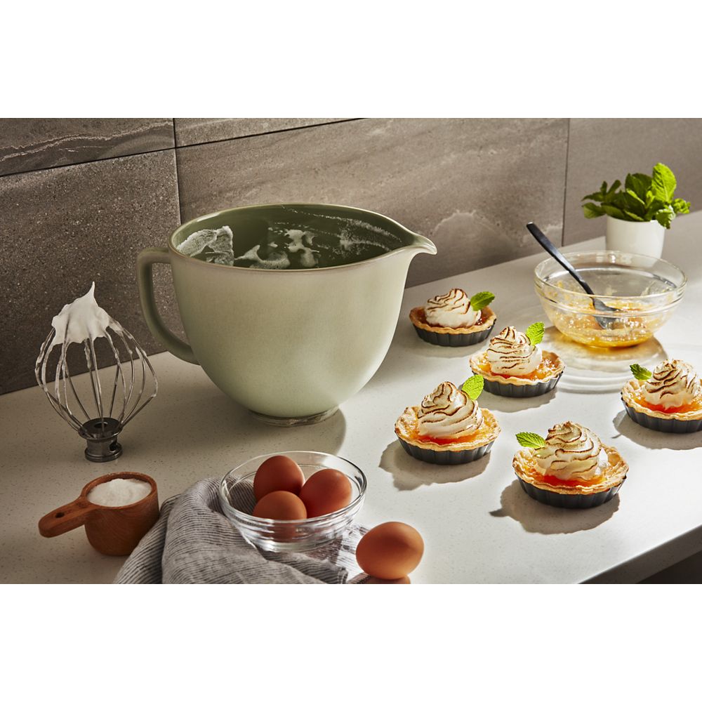5 Quart Sage Leaf Ceramic Bowl