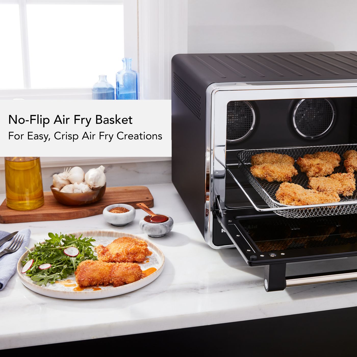 Horno de mostrador de doble convección con Air Fry y sonda de temperatura – Negro mate