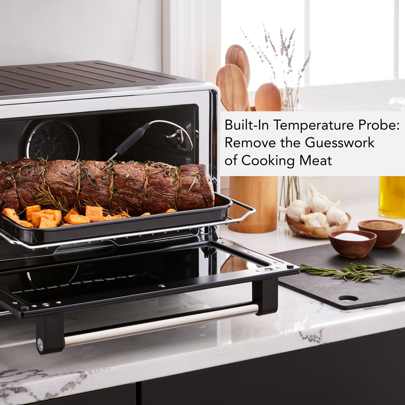 Horno de mostrador de doble convección con Air Fry y sonda de temperatura – Negro mate