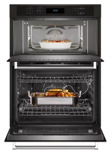 KitchenAid 27 Combination Microwave Wall Ovens with Air Fry Mode. Black Stainless Steel with PrintShield Finish KOEC527PBS KitchenAid