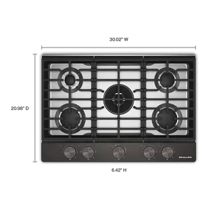 KitchenAid® 30 in. Gas Cooktop with 5 Burners and Integrated Wok